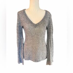 Next Era Couture Gray V-Neck Knit Sweater